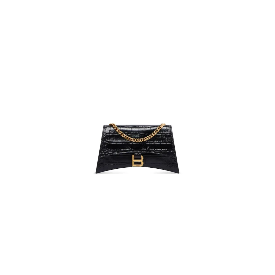 Borsa Con Catena Crush Xs Lavorazione Coccodrillo da Donna in Nero