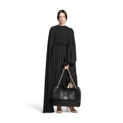 Borsa Con Catena Monaco Grande Trapuntata da Donna in Nero