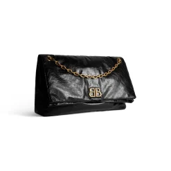 Borsa Con Catena Monaco Grande da Donna in Nero