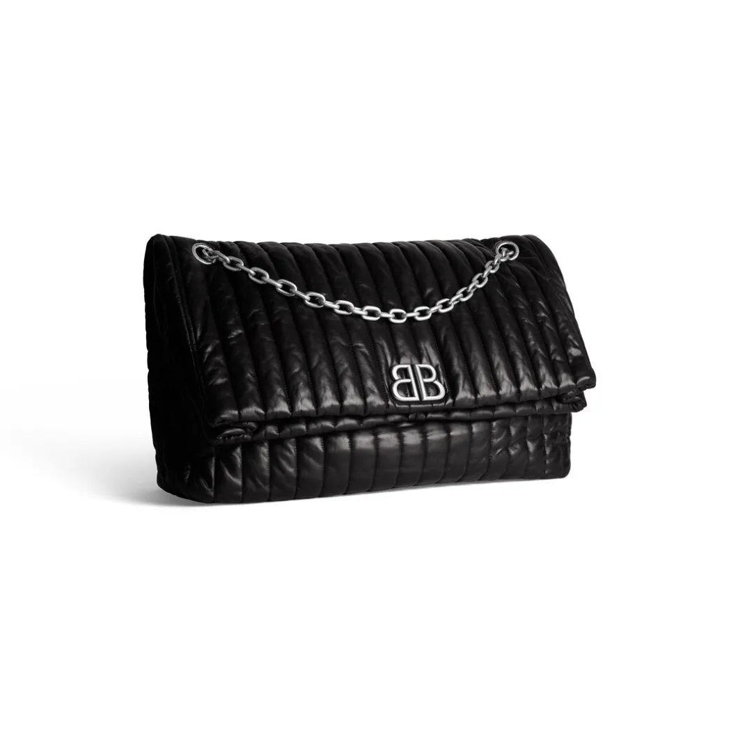Borsa Con Catena Monaco Grande Trapuntata da Donna in Nero