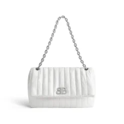 Borsa Con Catena Monaco Media Trapuntata da Donna in Crema