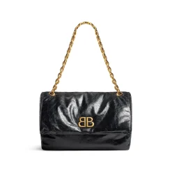 Borsa Con Catena Monaco Media da Donna in Nero