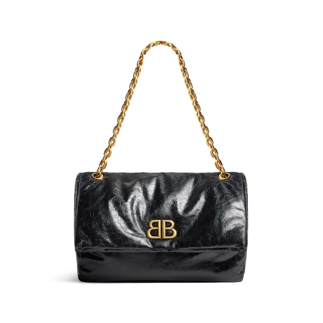 Borsa Con Catena Monaco Media da Donna in Nero