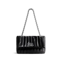 Borsa Con Catena Monaco Piccola Trapuntata da Donna in Nero