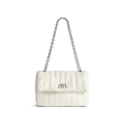 Borsa Con Catena Monaco Piccola Trapuntata da Donna in Bianco