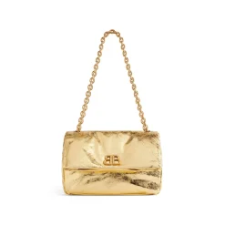 Borsa Con Catena Monaco Piccola Metallizzata da Donna in Oro