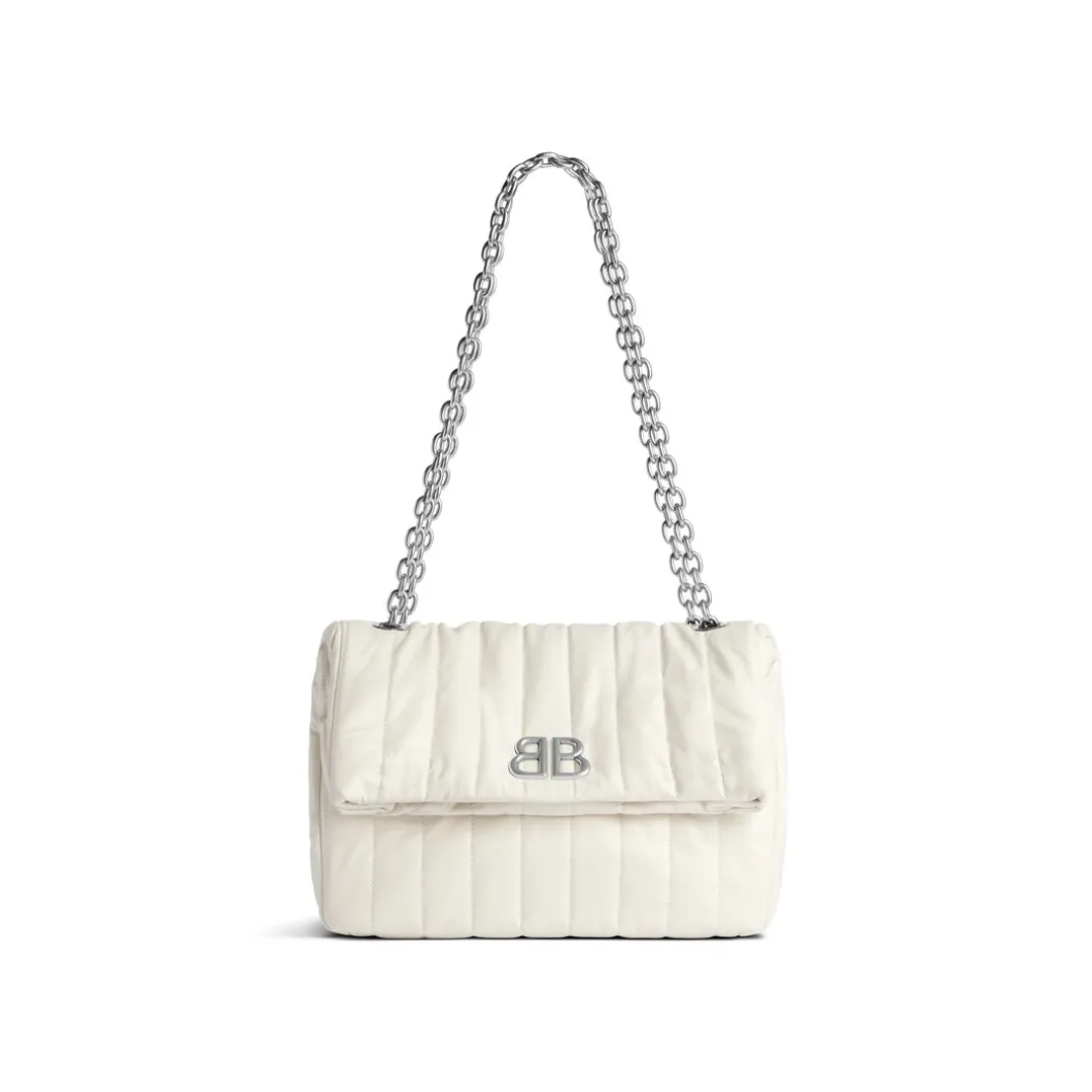 Borsa Con Catena Monaco Piccola Trapuntata da Donna in Bianco