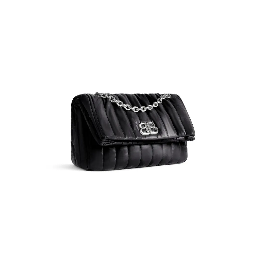 Borsa Con Catena Monaco Piccola Trapuntata da Donna in Nero