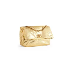 Borsa Con Catena Monaco Piccola Metallizzata  da Donna in Oro