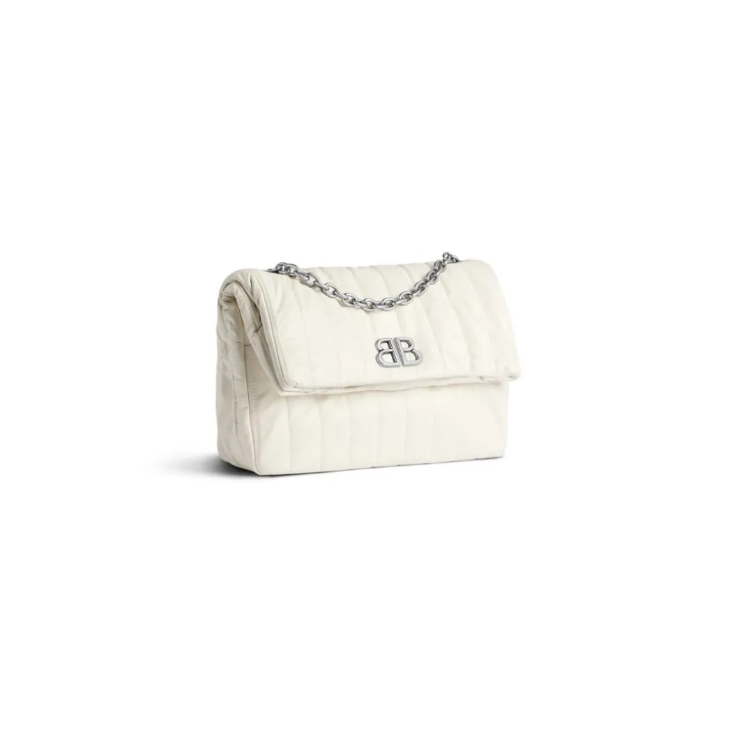 Borsa Con Catena Monaco Piccola Trapuntata da Donna in Bianco