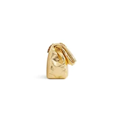 Borsa Con Catena Monaco Piccola Metallizzata da Donna in Oro