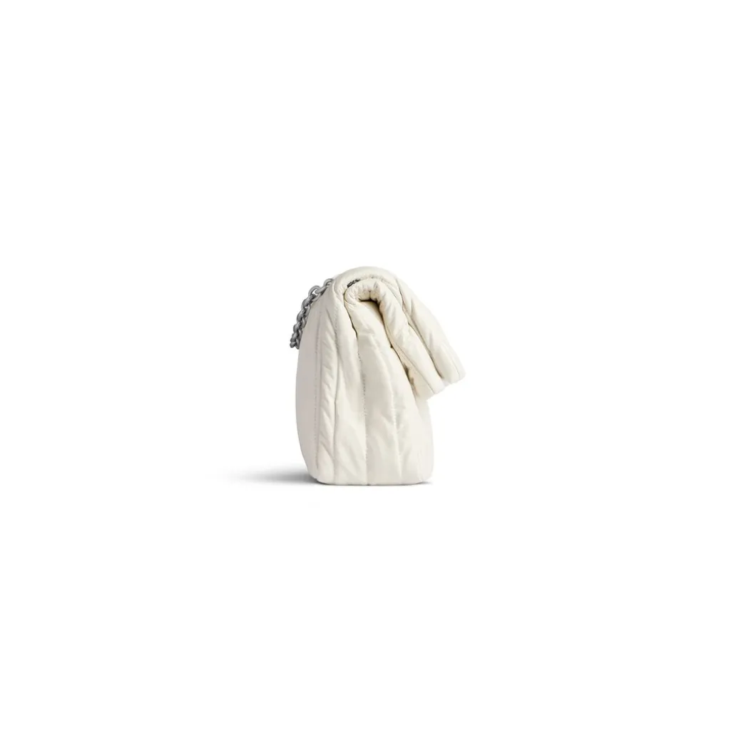 Borsa Con Catena Monaco Piccola Trapuntata da Donna in Bianco