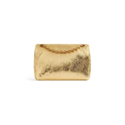Borsa Con Catena Monaco Piccola Metallizzata da Donna in Oro