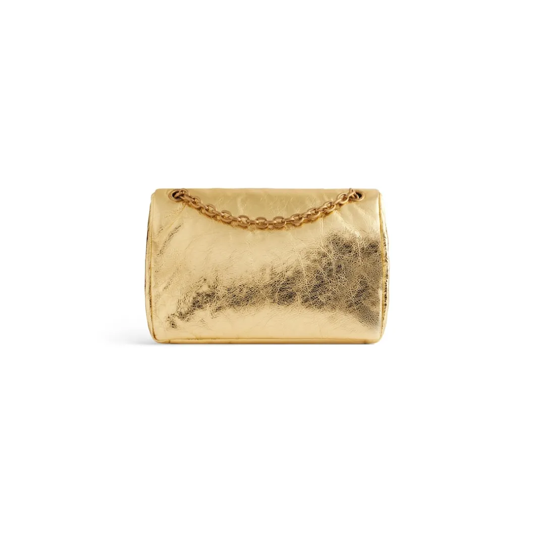 Borsa Con Catena Monaco Piccola Metallizzata da Donna in Oro