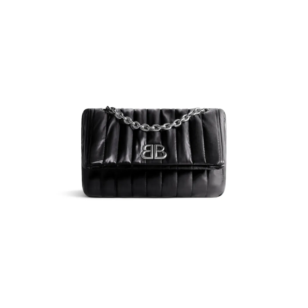 Borsa Con Catena Monaco Piccola Trapuntata da Donna in Nero