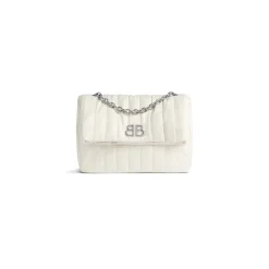 Borsa Con Catena Monaco Piccola Trapuntata da Donna in Bianco
