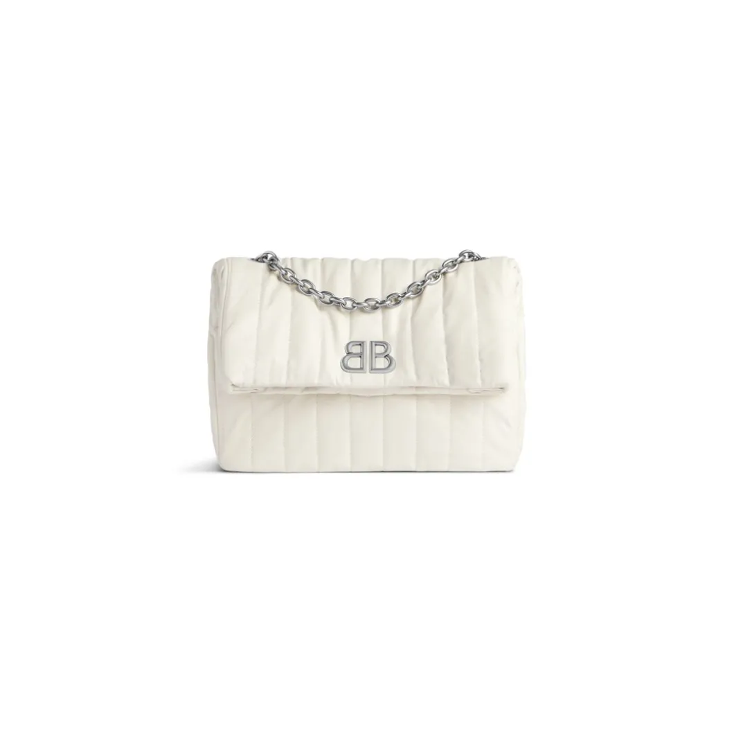 Borsa Con Catena Monaco Piccola Trapuntata da Donna in Bianco
