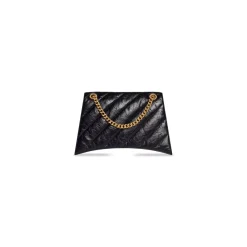 Borsa Crush Con Catena Media Trapuntata da Donna in Nero