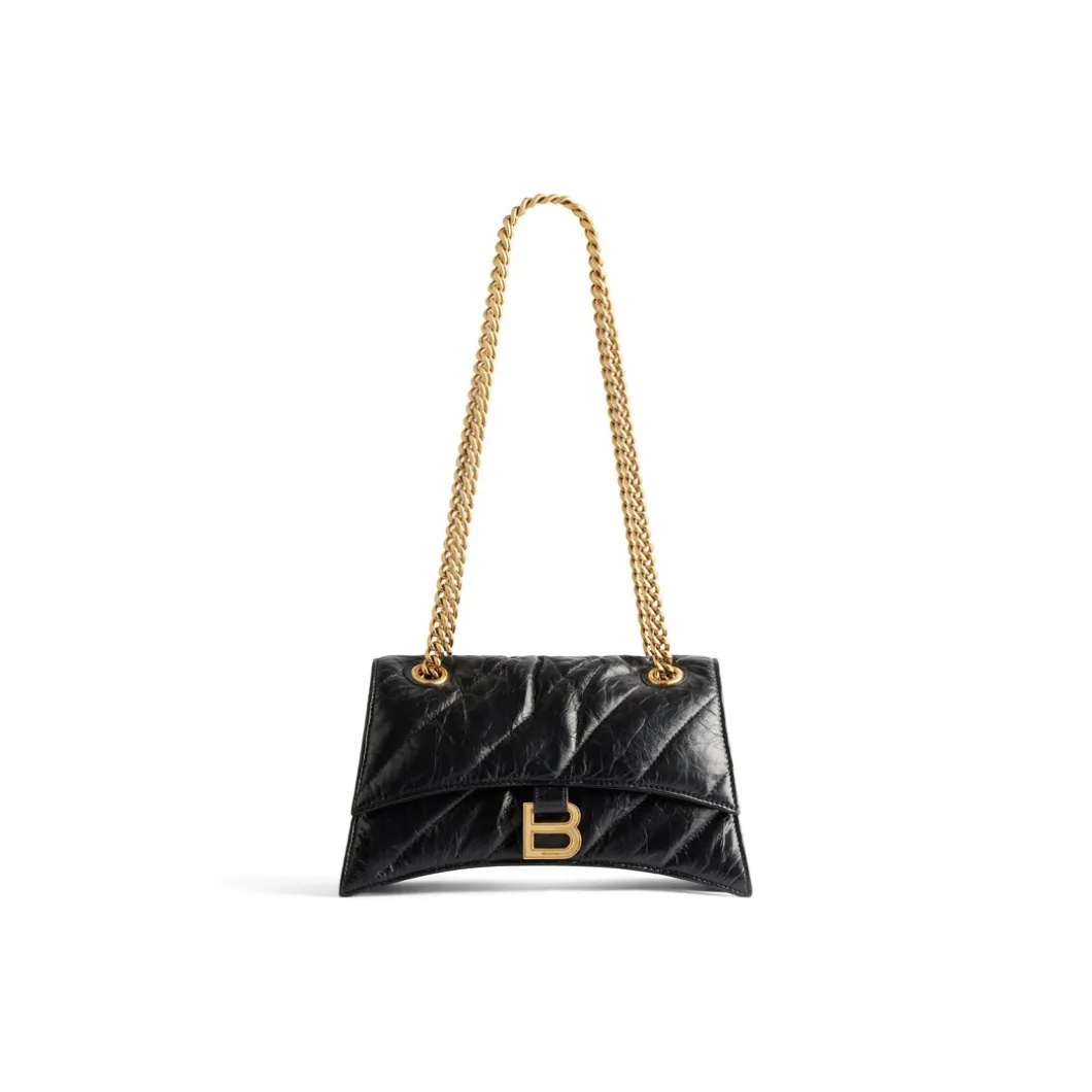 Borsa Crush Con Catena Piccola Trapuntata da Donna in Nero