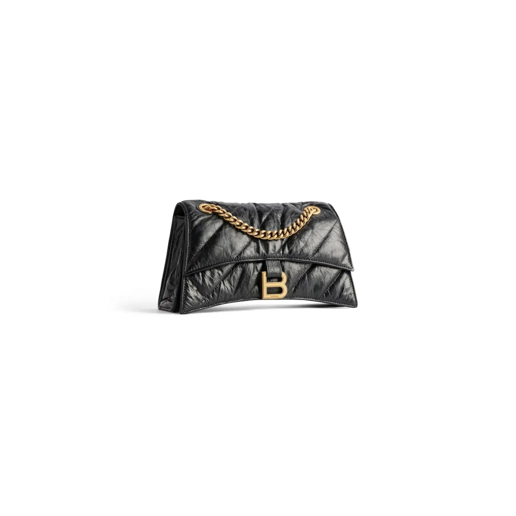 Borsa Crush Con Catena Piccola Trapuntata da Donna in Nero