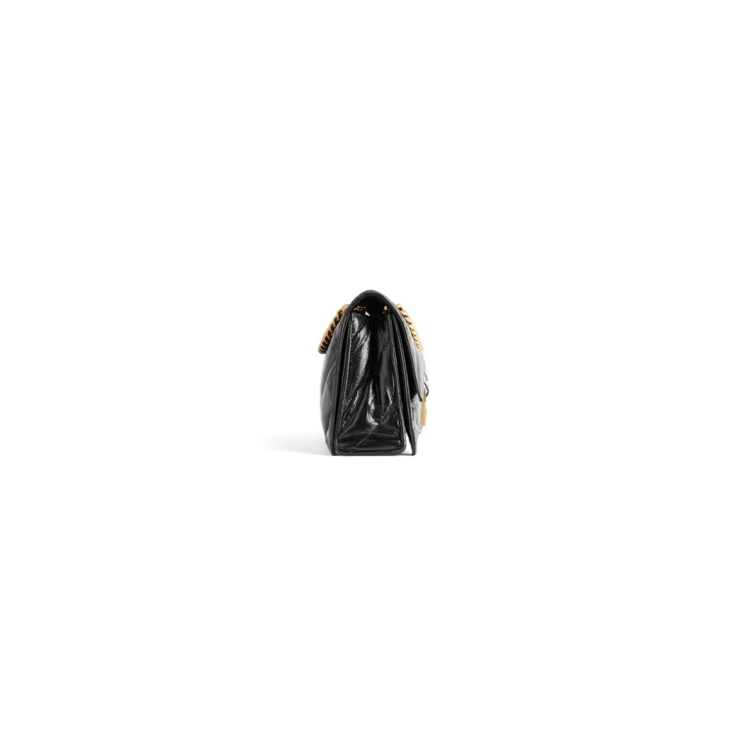 Borsa Crush Con Catena Piccola Trapuntata da Donna in Nero