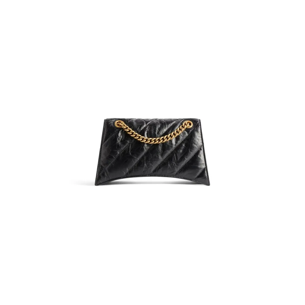 Borsa Crush Con Catena Piccola Trapuntata da Donna in Nero