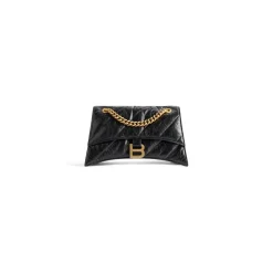 Borsa Crush Con Catena Piccola Trapuntata da Donna in Nero