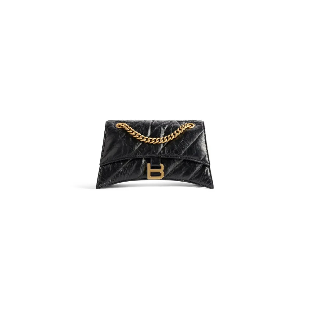 Borsa Crush Con Catena Piccola Trapuntata da Donna in Nero