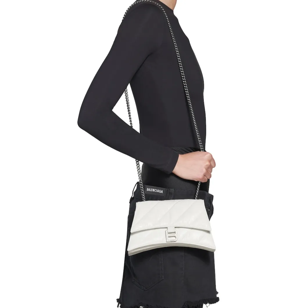 Borsa Crush Con Catena Xs Trapuntata da Donna in Bianco Ottico