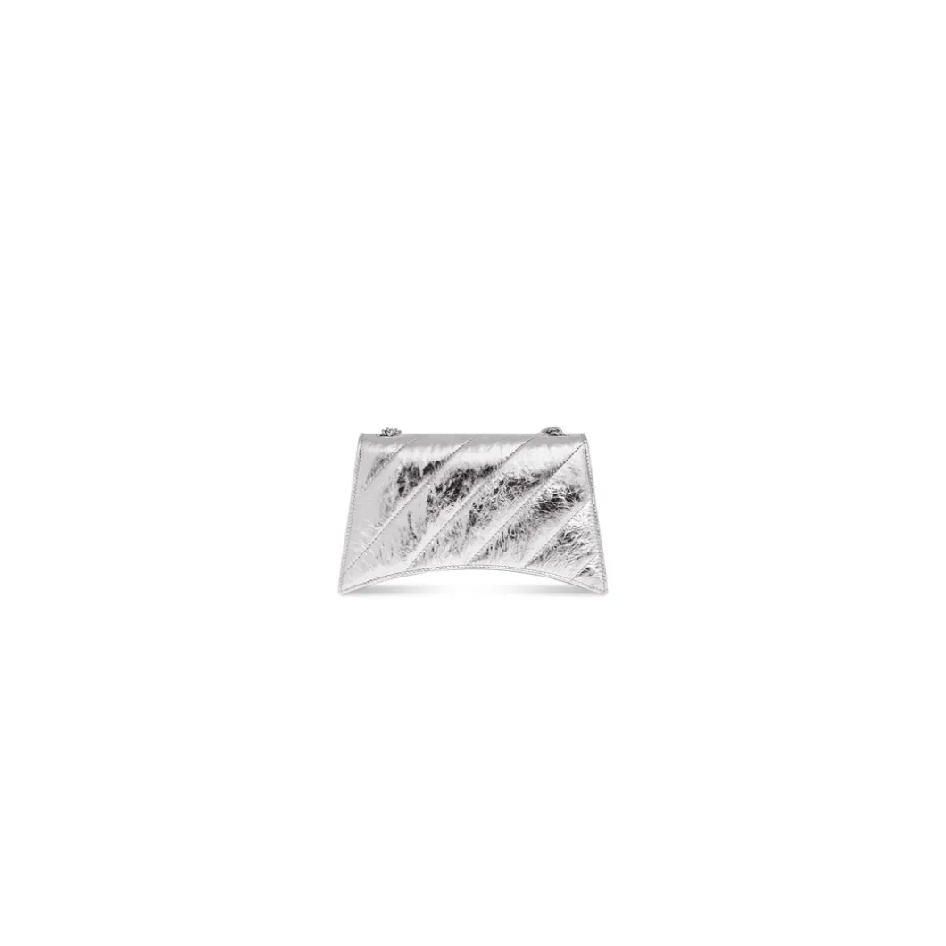 Borsa Crush Con Catena Xs Trapuntata E Metallizzata da Donna in Argento