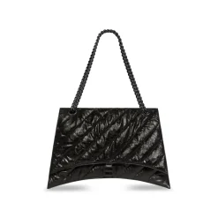 Borsa Crush Large Bag Trapuntata Con Catena da Donna in Nero
