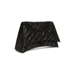 Borsa Crush Large Bag Trapuntata Con Catena da Donna in Nero