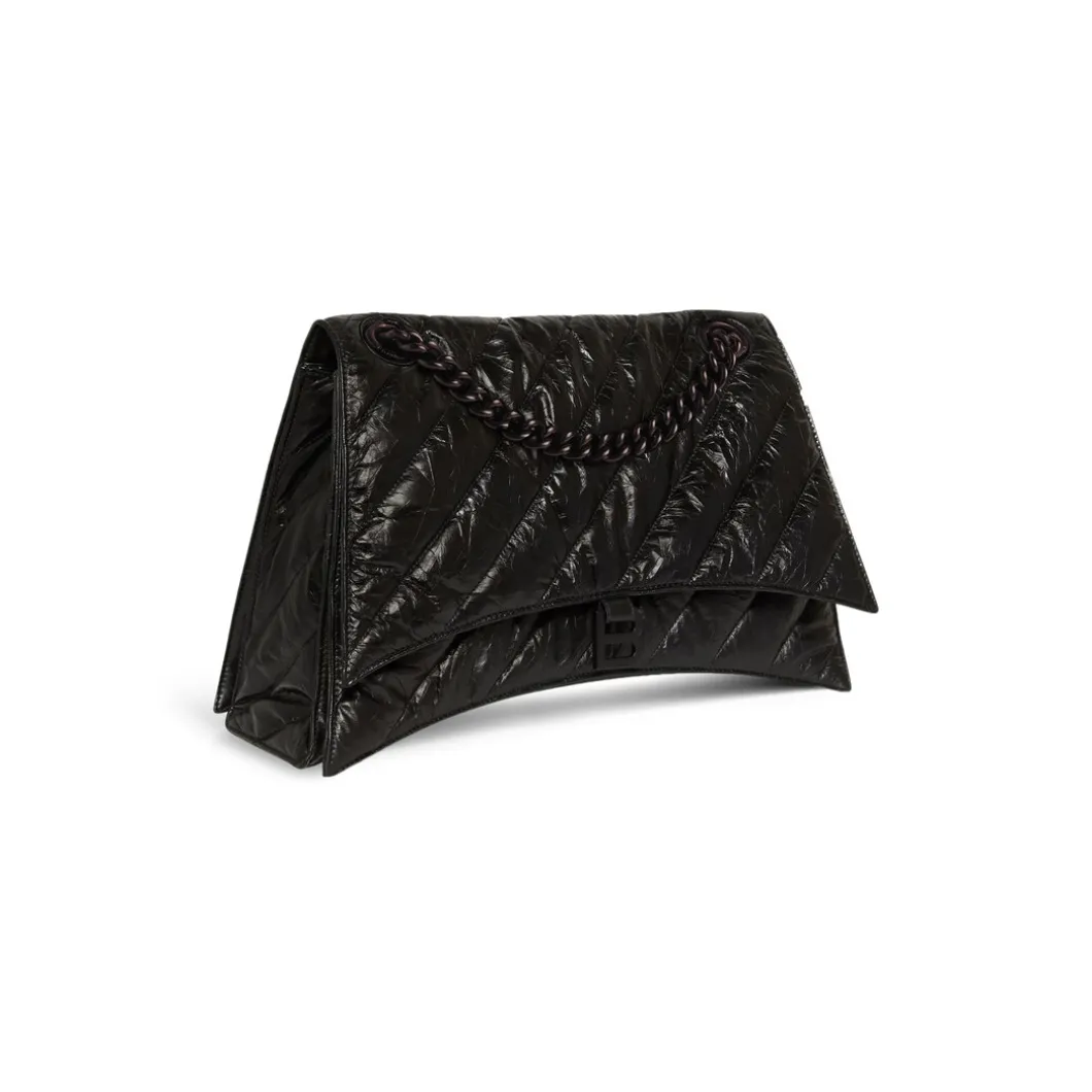 Borsa Crush Large Bag Trapuntata Con Catena da Donna in Nero