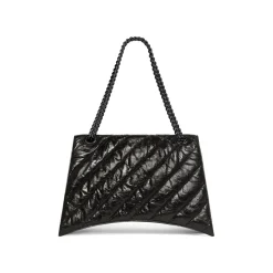 Borsa Crush Large Bag Trapuntata Con Catena da Donna in Nero