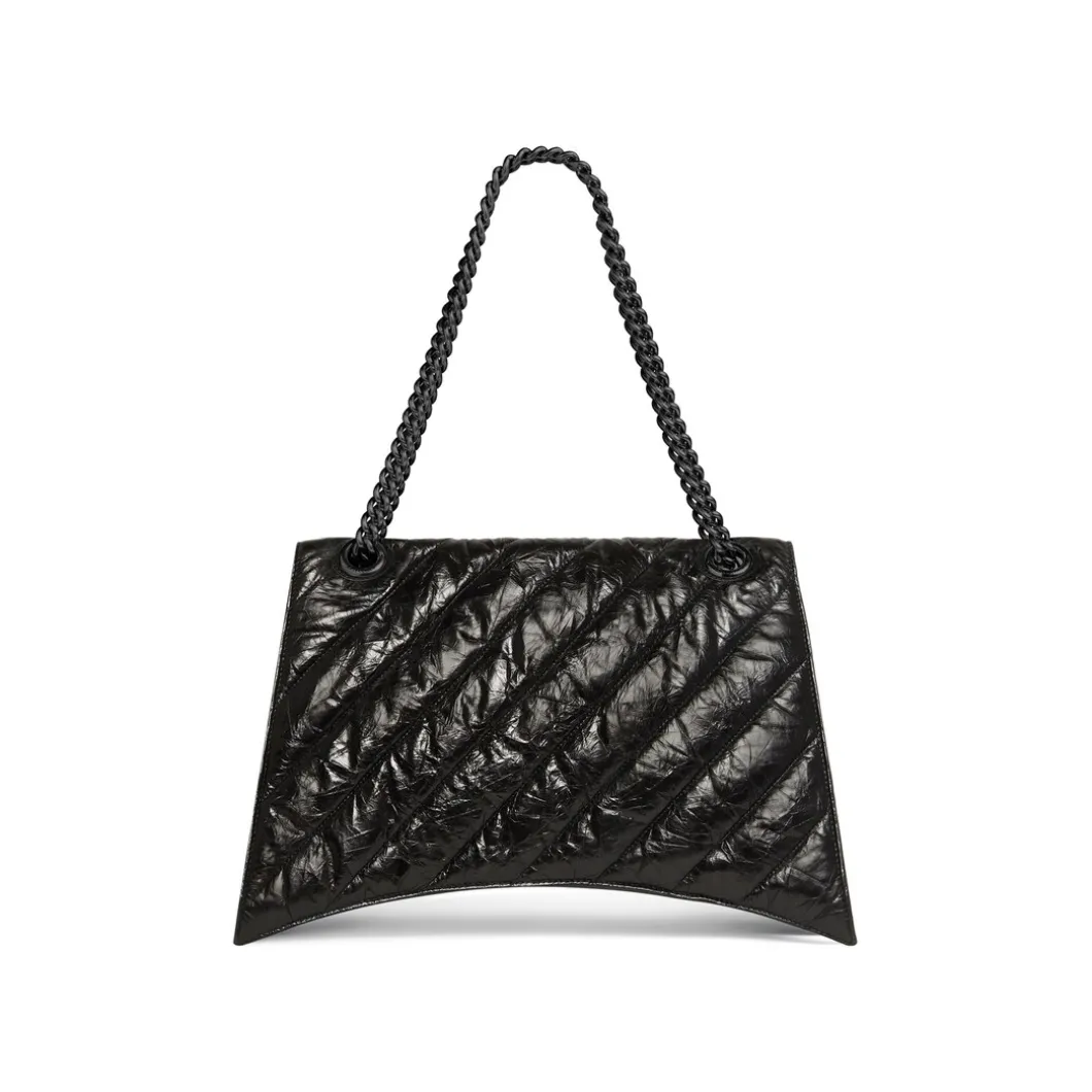 Borsa Crush Large Bag Trapuntata Con Catena da Donna in Nero