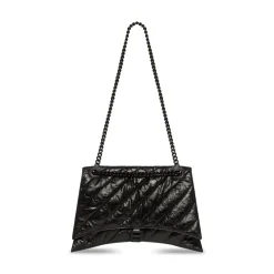 Borsa Crush Large Bag Trapuntata Con Catena da Donna in Nero