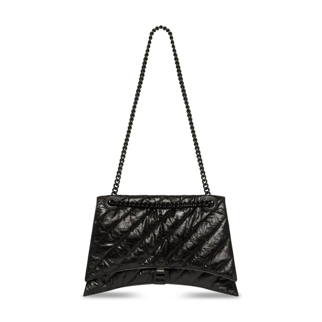 Borsa Crush Large Bag Trapuntata Con Catena da Donna in Nero