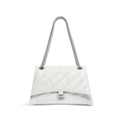 Borsa Crush Media Trapuntata Con Catena  da Donna in Bianco Ottico