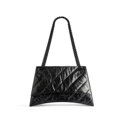 Borsa Crush Media Trapuntata Con Catena  da Donna in Nero