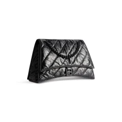 Borsa Crush Media Trapuntata Con Catena da Donna in Nero