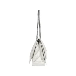 Borsa Crush Media Trapuntata Con Catena da Donna in Bianco Ottico