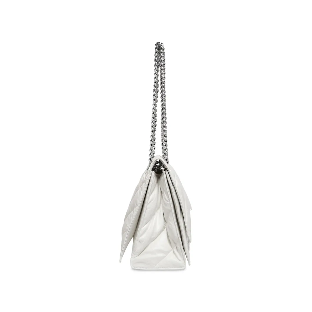 Borsa Crush Media Trapuntata Con Catena da Donna in Bianco Ottico