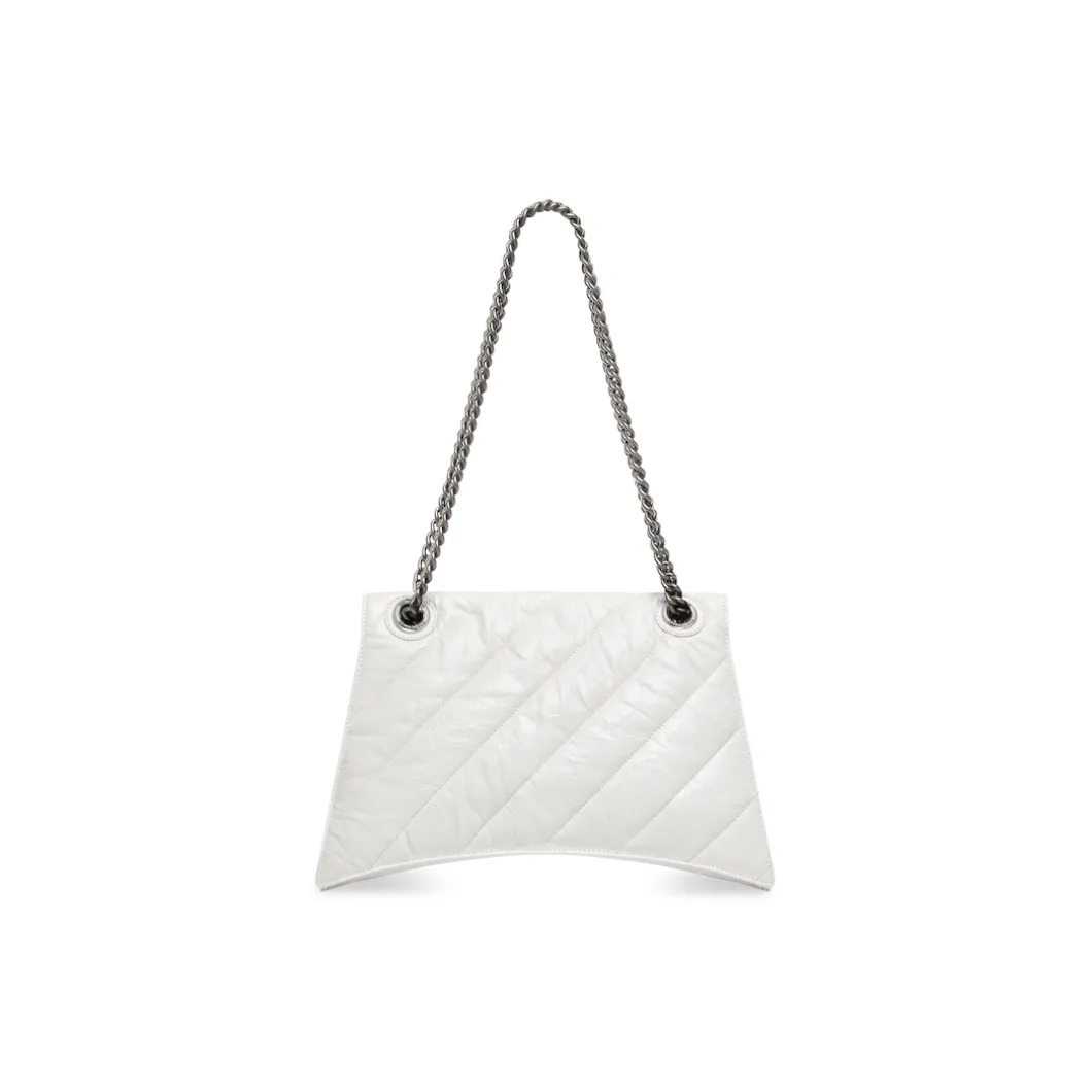 Borsa Crush Media Trapuntata Con Catena da Donna in Bianco Ottico