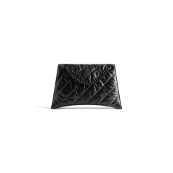 Borsa Crush Media Trapuntata Con Catena da Donna in Nero