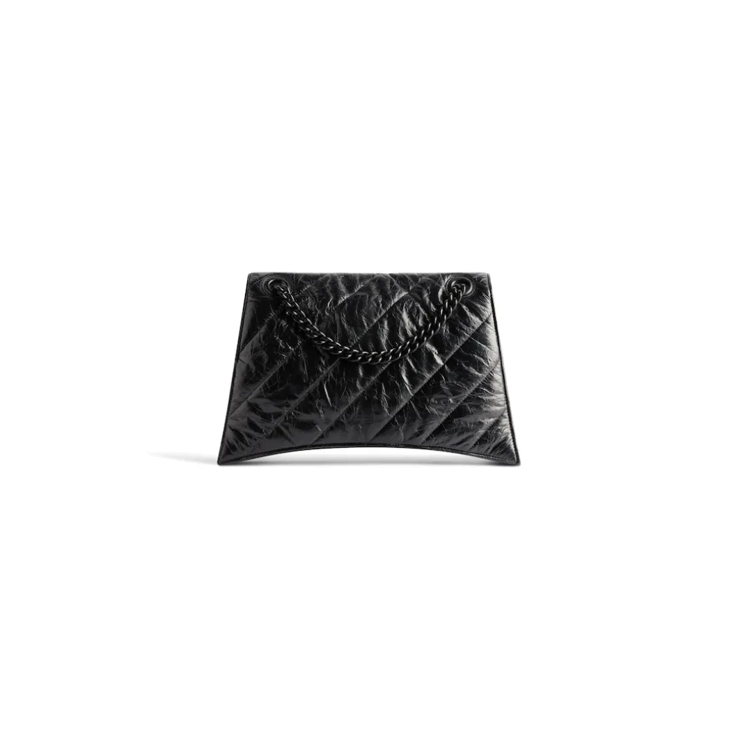Borsa Crush Media Trapuntata Con Catena da Donna in Nero