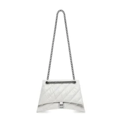 Borsa Crush Media Trapuntata Con Catena da Donna in Bianco Ottico