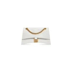 Borsa Crush Piccola Con Catena Con Lavorazione Coccodrillo da Donna in Bianco Ottico