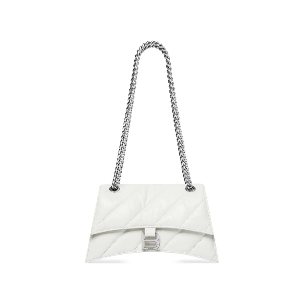 Borsa Crush Piccola Trapuntata Con Catena da Donna in Bianco Ottico