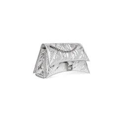 Borsa Crush Piccola Trapuntata E Metallizzata Con Catena da Donna in Argento