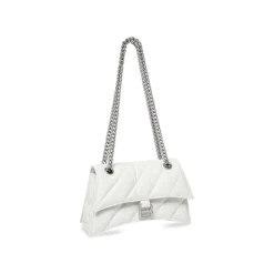 Borsa Crush Piccola Trapuntata Con Catena da Donna in Bianco Ottico
